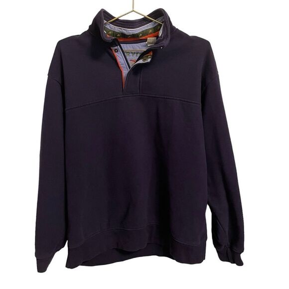 Orvis Navy Blue Quarter Zip Sweatshirt Size Large - Picture 1 of 7